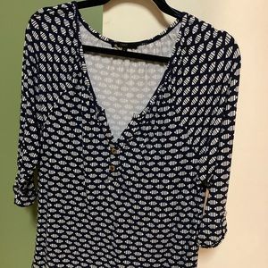 Tart Blouse, Navy and white, 3/4 sleeve